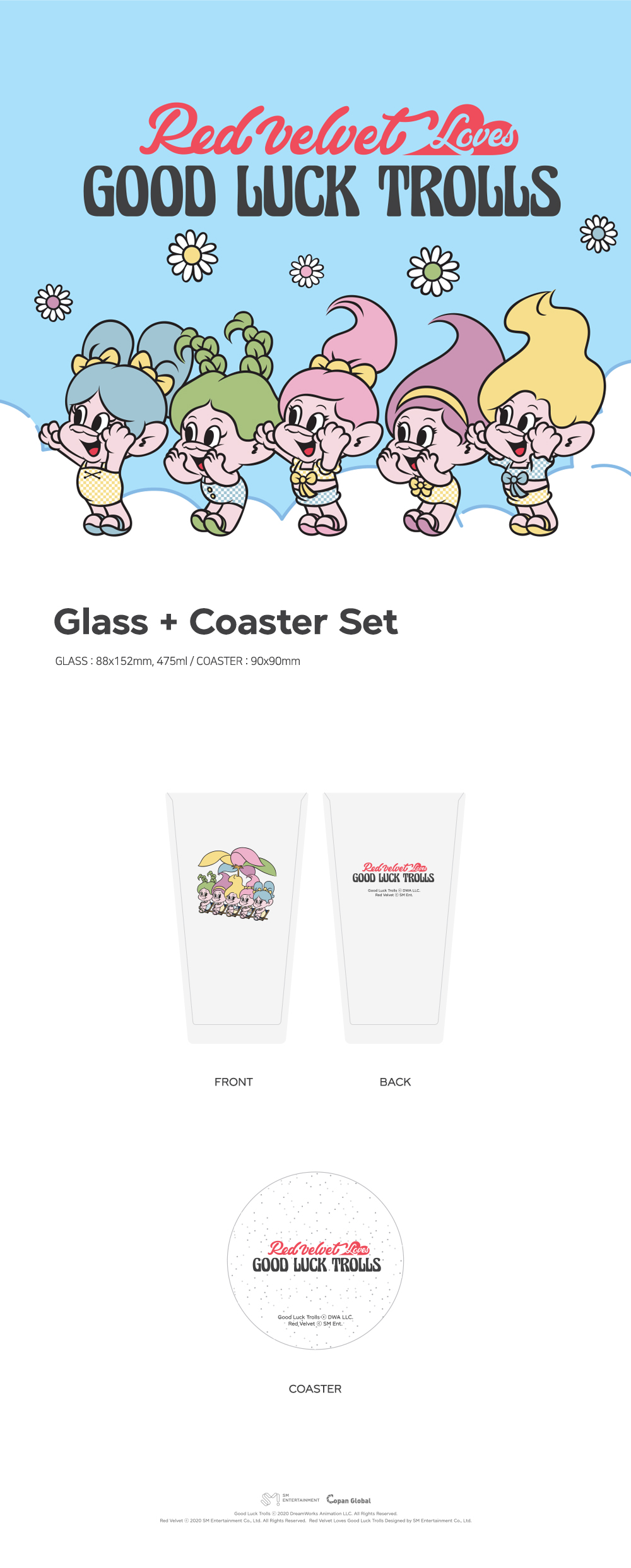 Red Velvet TROLLS POP-UP STORE - GLASS + COASTER SET